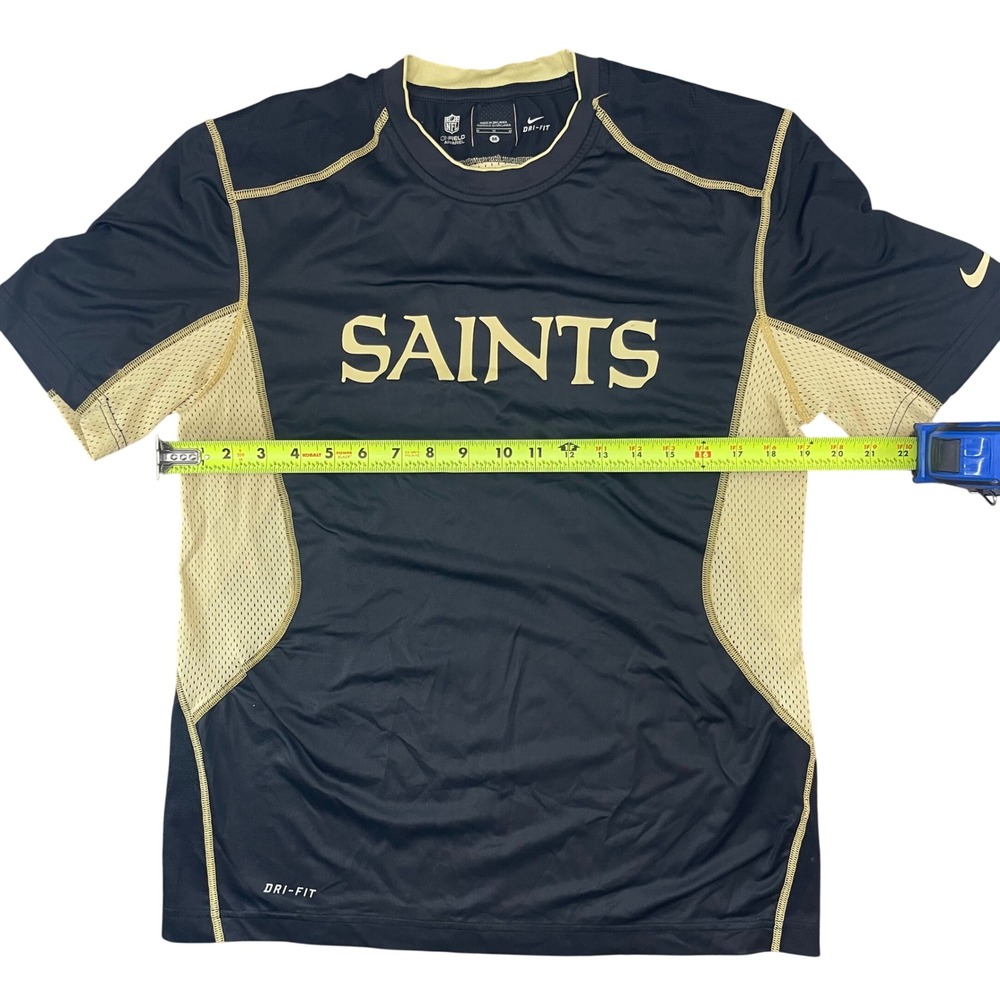 Nike NFL New Orleans Saints Shirt Mens M Lot of 2 Football Dri-Fit Black Gold - Picture 3 of 8